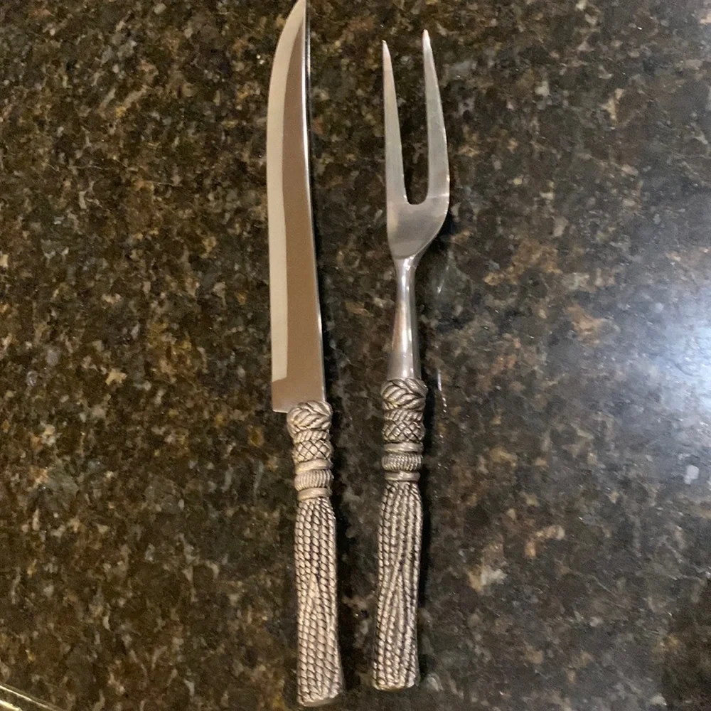 Vintage Silea Silver Carving Knife and Meat Fork Set